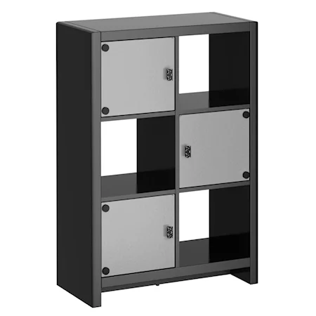 6-Cube Bookcase with Three Glass Doors